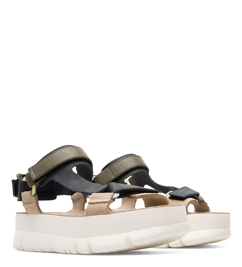 BeigeNegroaltura Plataforma4 Sandalias 2cm Camper De Piel Oruga n0ymw8vNO