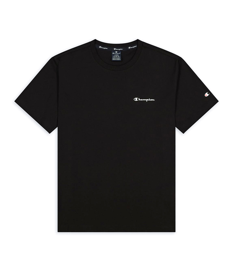 Champion T-Shirt de malha preta com logotipo pequeno