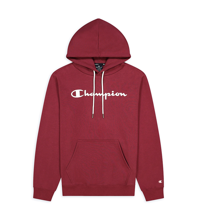Champion Hooded Sweatshirt Hooded Script Logo Cotton Terry maroon