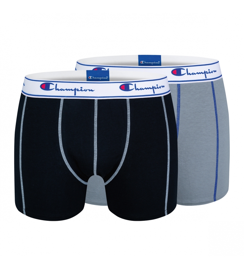Champion Pack of 2 gray cotton boxers, black