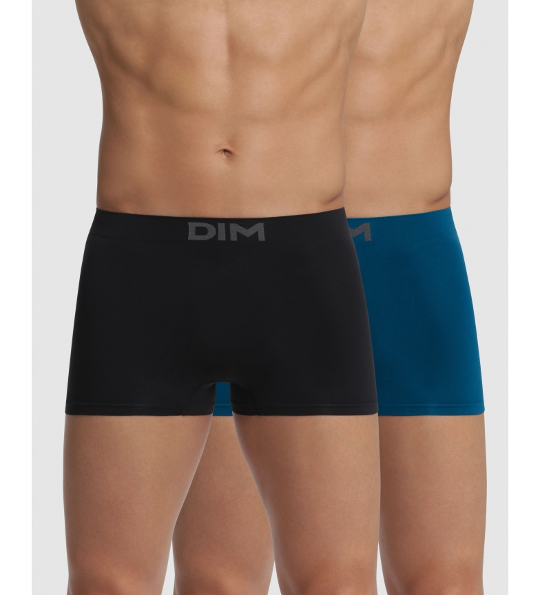 DIM Pack of 2 boxers seamless blue, black