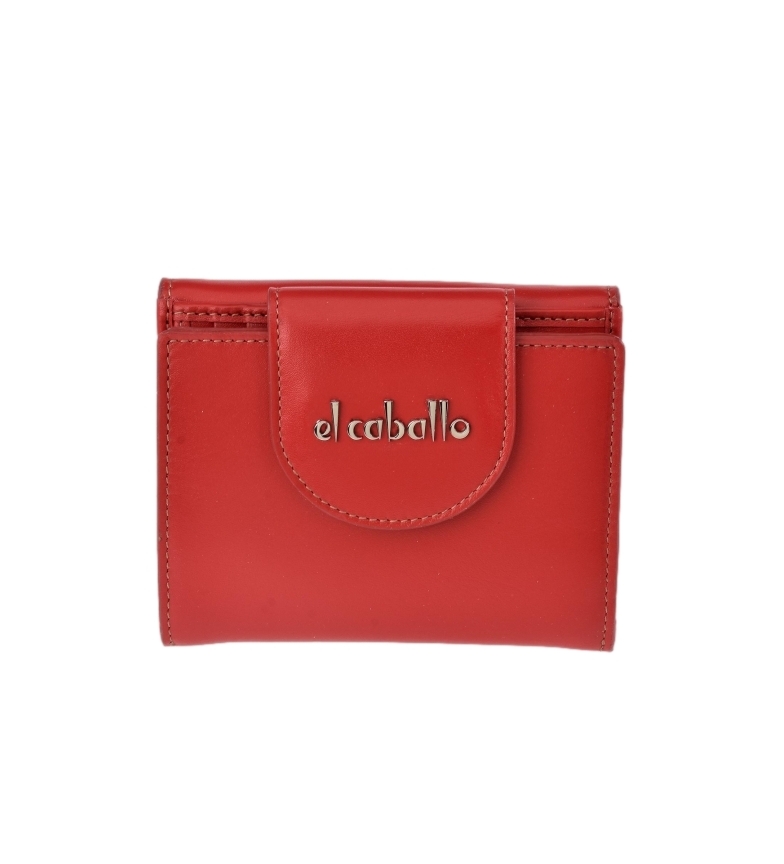 El Caballo Small Anicalf leather wallet red -10x10x2.5cm