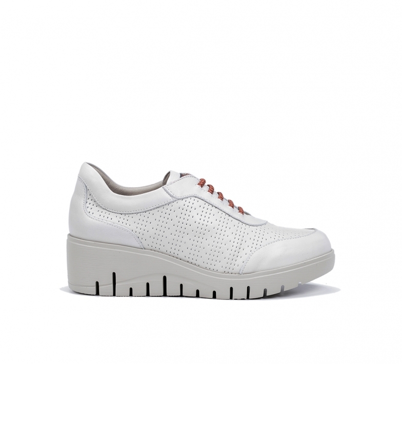 Fluchos Zapatos de piel F0727 blanco -Altura cuña: 5 cm-