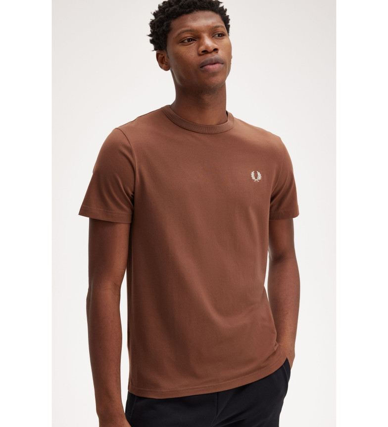 Fred Perry T shirt girocollo marrone Esdemarca Store moda calzature e accessori migliori marche di scarpe e scarpe firmate