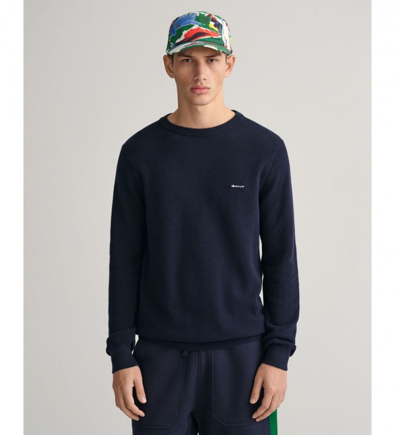 Gant navy shop crew neck jumper