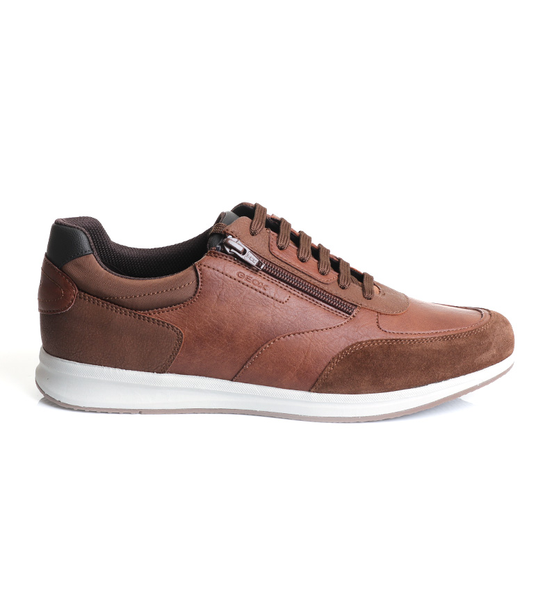 GEOX Avery brown leather sneakers