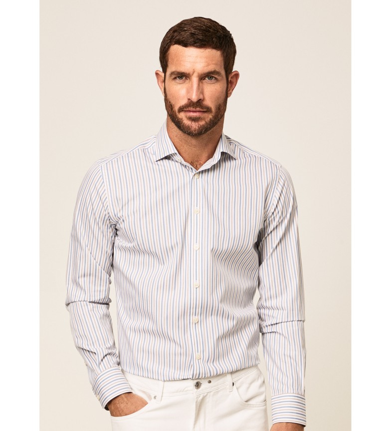 HACKETT Striped Cotton Shirt White, Blue - ESD Store fashion, footwear and  accessories - best brands shoes and designer shoes