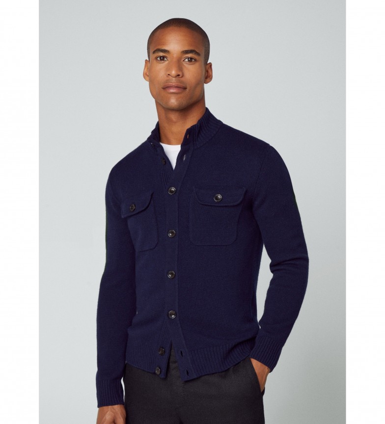 Hackett Merino Wool Silk jumper blue - ESD Store fashion, footwear and  accessories - best brands shoes and designer shoes