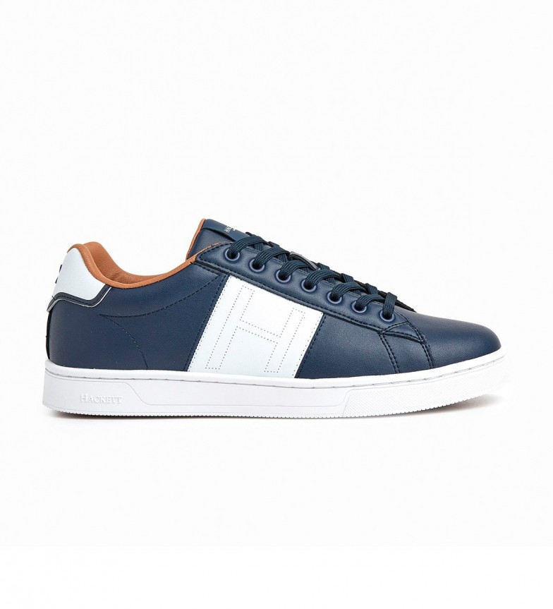 Hackett Harper Monogram leather trainers navy ESD Store fashion