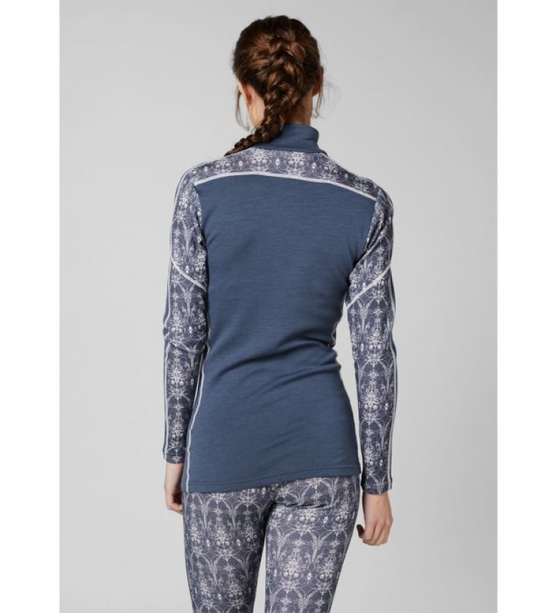 W camiseta Trmica Merino 1 2 Helly Z Azul Hansen Hh Lifa Graphic 54ARjL