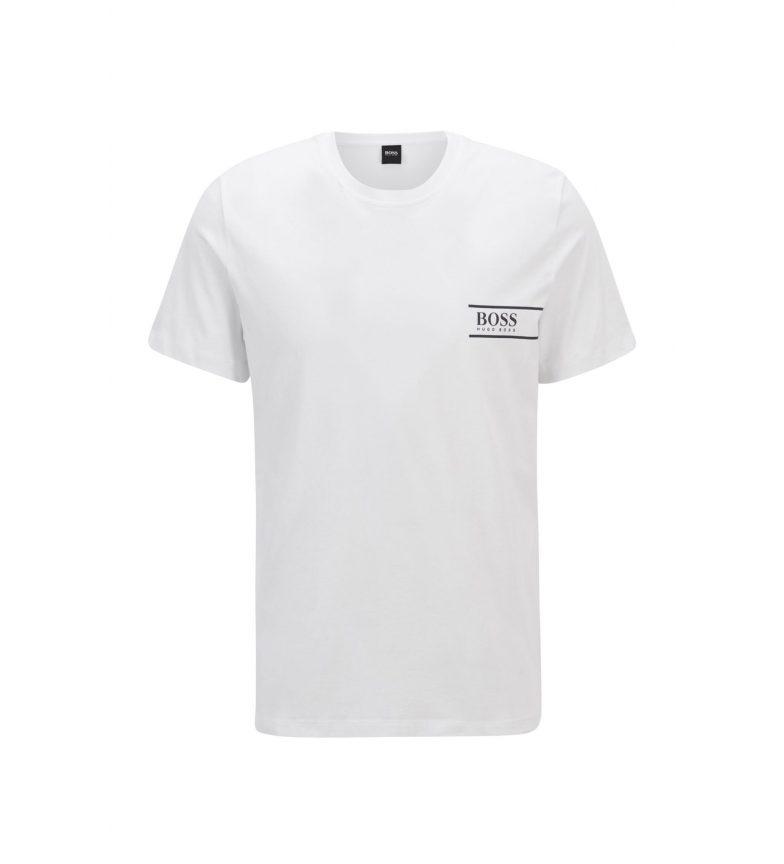 BOSS Camiseta de Roupa Interior em Algodão Relaxado com Logotipo Branco