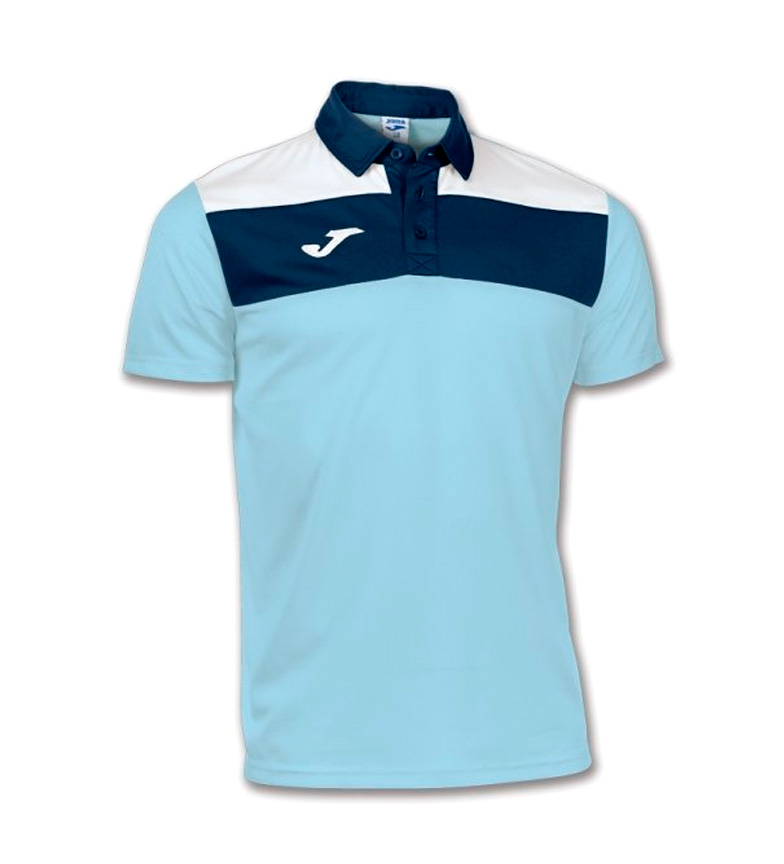polo azul y blanco