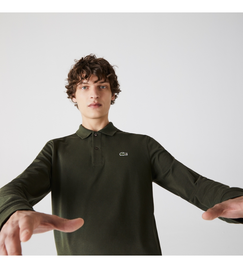 Lacoste Long Sleeve Lacoste Paris Polo Shirt Regular Fit Stretch Cotton  Piqué | Khaki Green