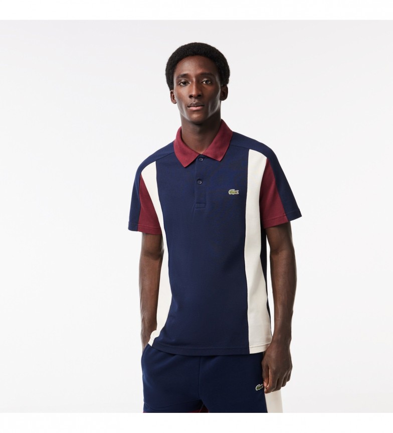 Lacoste Navy block coloured cotton piqué polo shirt - ESD Store fashion ...