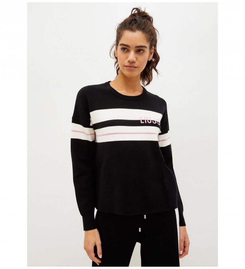 amplio Martin Luther King Junior escándalo Liu Jo Ecru, black striped sweater - ESD Store fashion, footwear and  accessories - best brands shoes and designer shoes