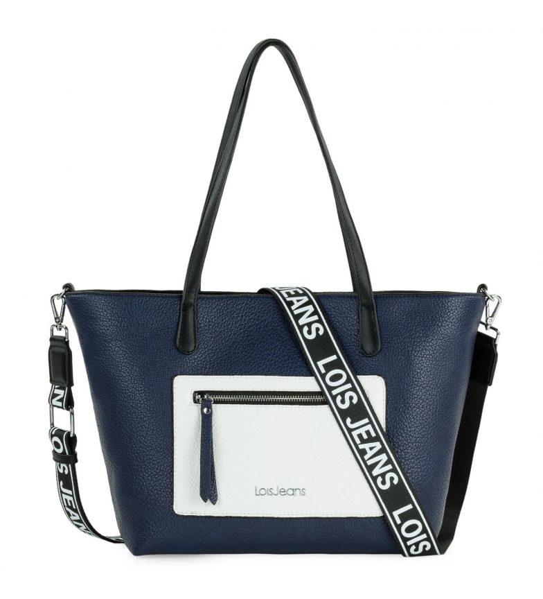 Lois Neacola shopping bag blue, white -41-29x27x12cm