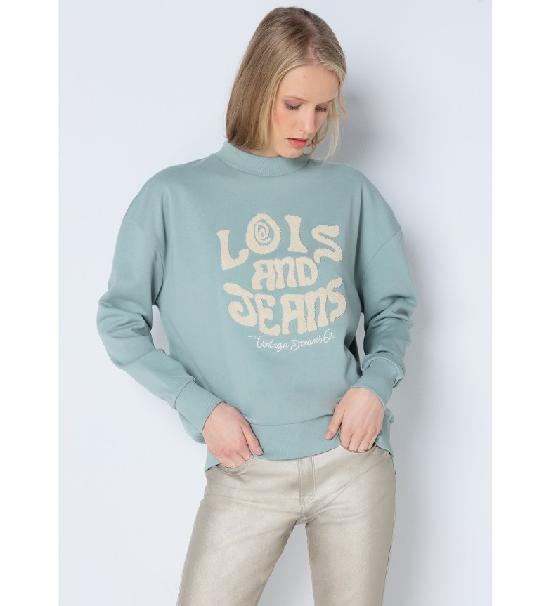 Lois LOIS JEANS - Felpa girocollo in ciniglia verde - ESD Store moda, calzature  e accessori - migliori marche di scarpe e scarpe firmate