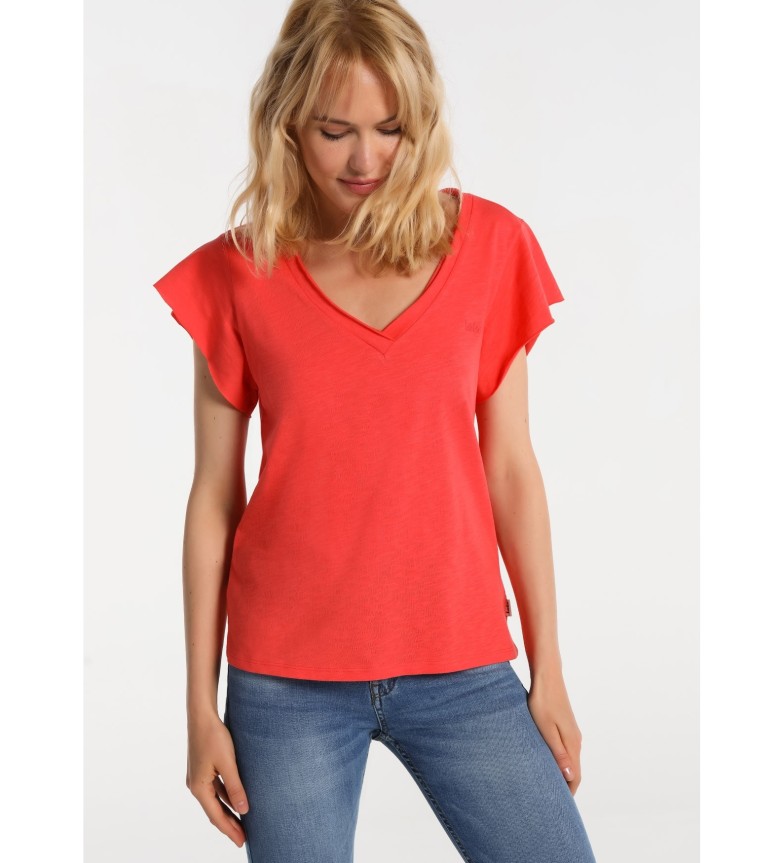 Comprar Lois Camiseta Lois Jeans - Slub Cuello Pico rojo
