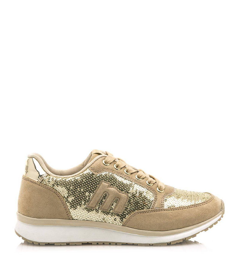 Beige Mustang Ania Plat Femme Tissu Chaussures Lacets Synthétique nwvN8m0