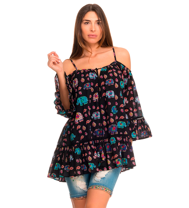 And Peace India Negro Love Blusa bgvIY7yf6