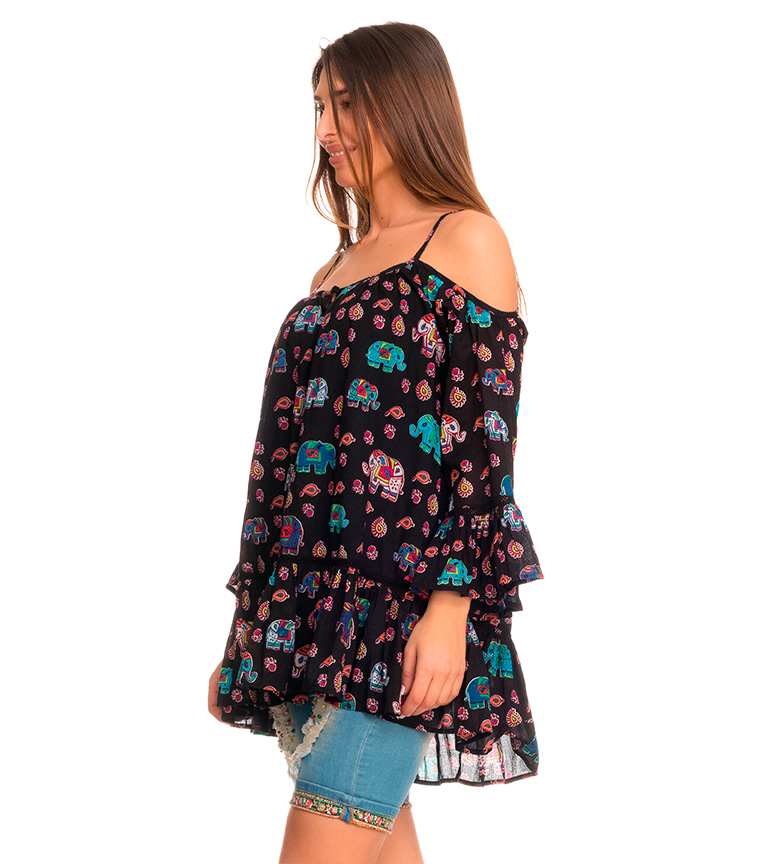 And Peace India Negro Love Blusa bgvIY7yf6