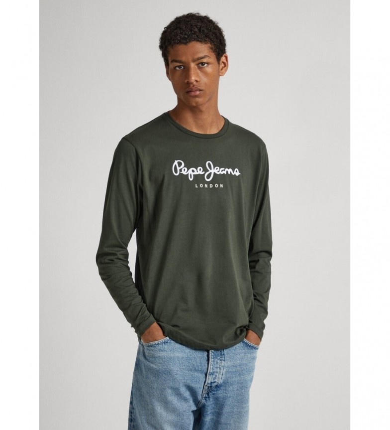 Pepe Jeans Eggo T-shirt Pour Homme Slim Fit Manches Longues Gris