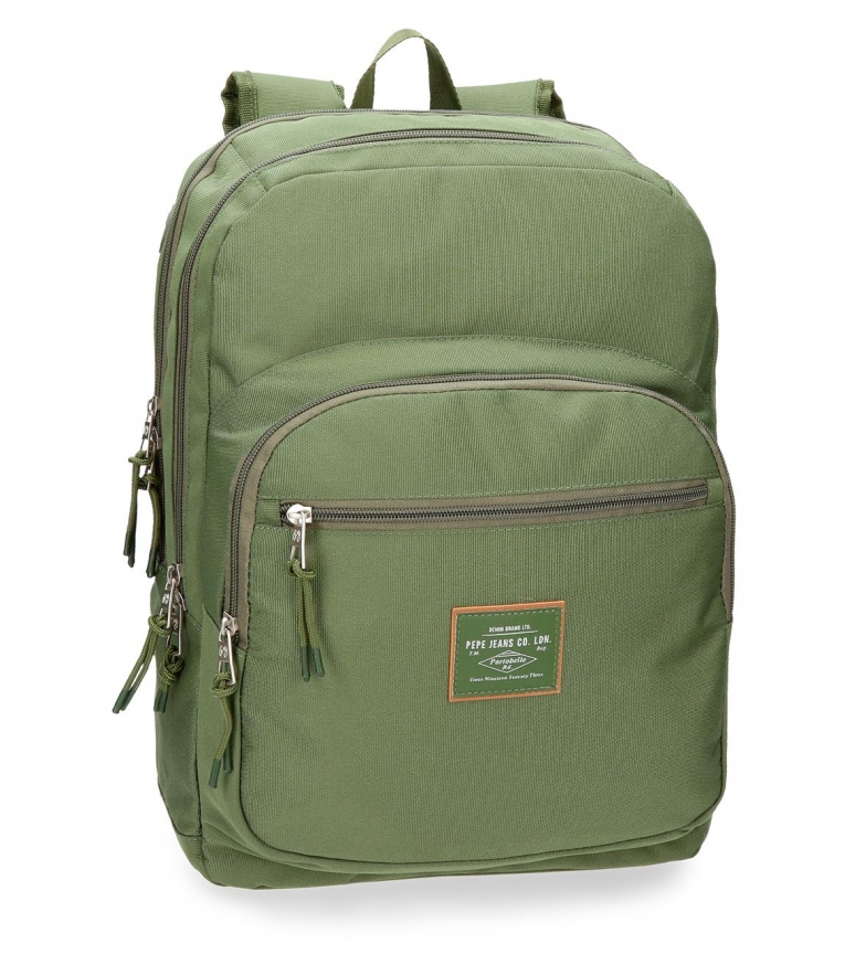Pepe Jeans Backpack adaptable to trolley Pepe Jeans Cross double compartment 44cm Khaki Green -44x30,5x15cm