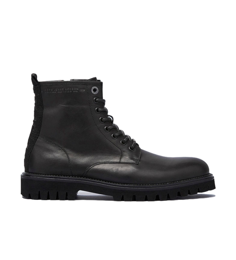 Pepe Jeans Trucker leather ankle boots black