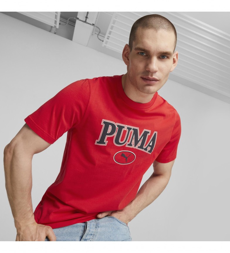 PUMA Camiseta casual de manga corta con logotipo para hombre, color rojo,  Rojo 