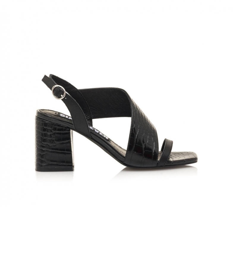 SixtySeven Nerit black leather sandals -Height heel: 8,5 cm