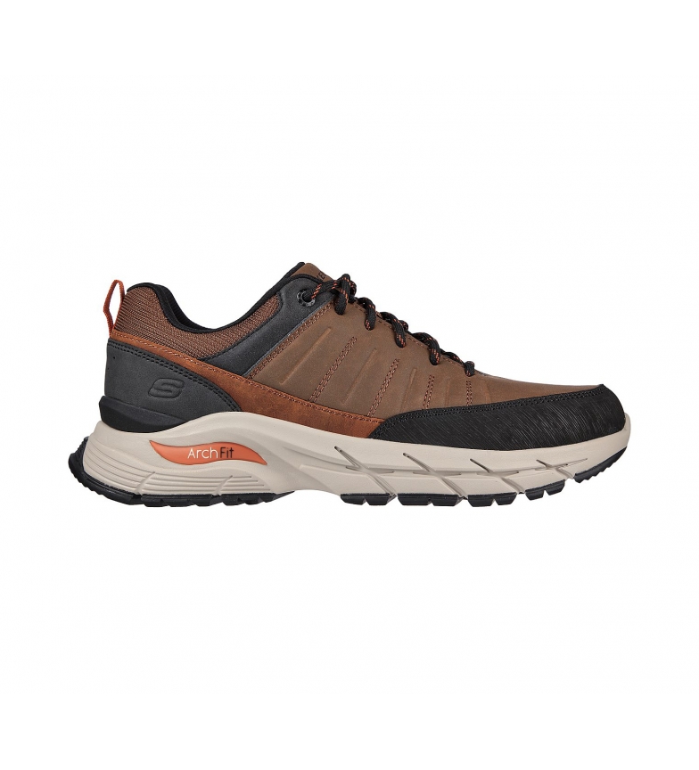 Skechers Arch Fit Leather Sneakers - Baxer Brown 
