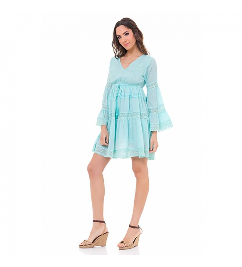 Bajo Vestido Turquesa Pecho Tantra Corte OyvmN8n0w