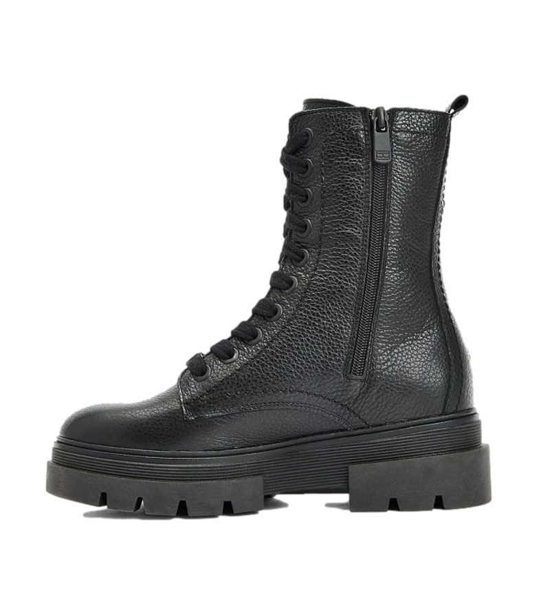 Tommy Hilfiger Leather boots Monochromatic Lace Up black