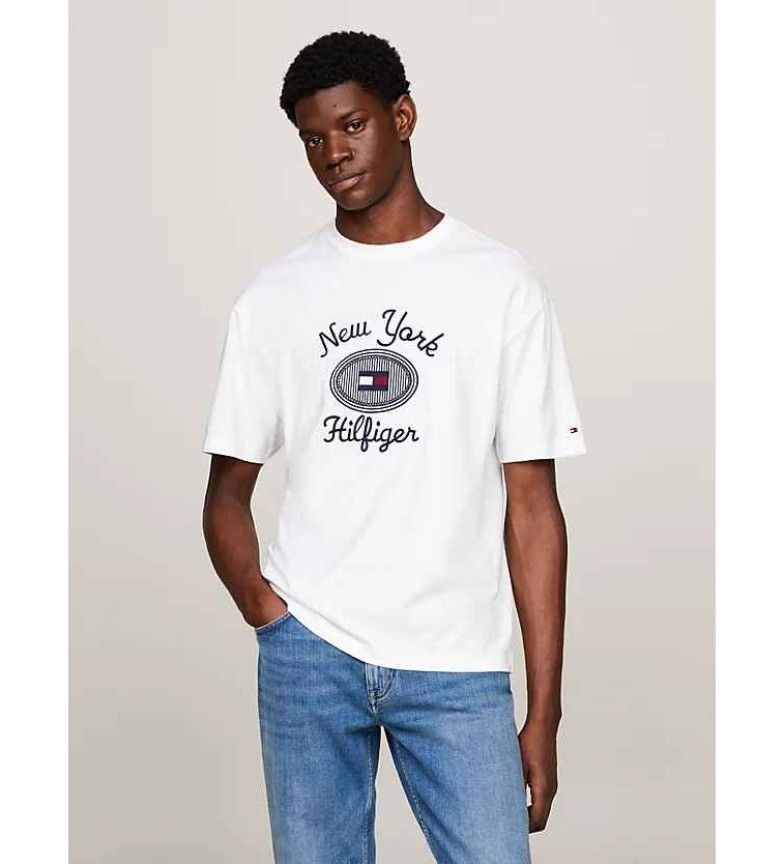 Tシャツ・カットソー LOGO EMBROIDERED T-SHIRT セール】Embroidery LOGO over size Tshirts 刺繍ロゴオーバー