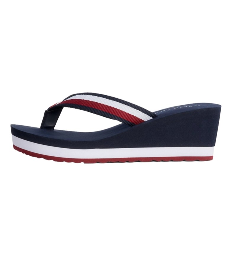 Tommy Hilfiger Sandals Essential Corp navy -wedge height: 6cm - Store fashion, footwear and accessories - best brands shoes and designer shoes