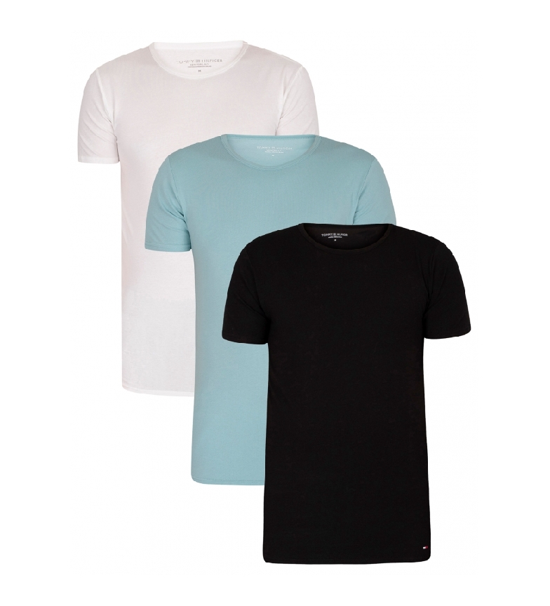 Tommy Hilfiger Pack de 3 Camisetas 2S87905187 blanco, negro, azul turquesa
