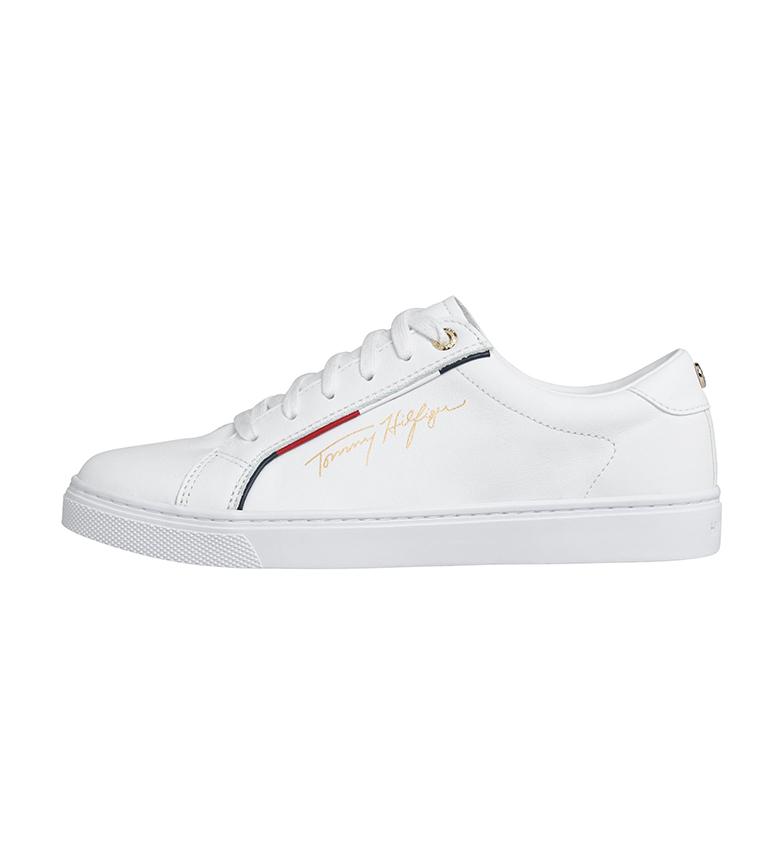 Enlighten undertrykkeren Jurassic Park Tommy Hilfiger Signature white leather sneakers - ESD Store fashion,  footwear and accessories - best brands shoes and designer shoes