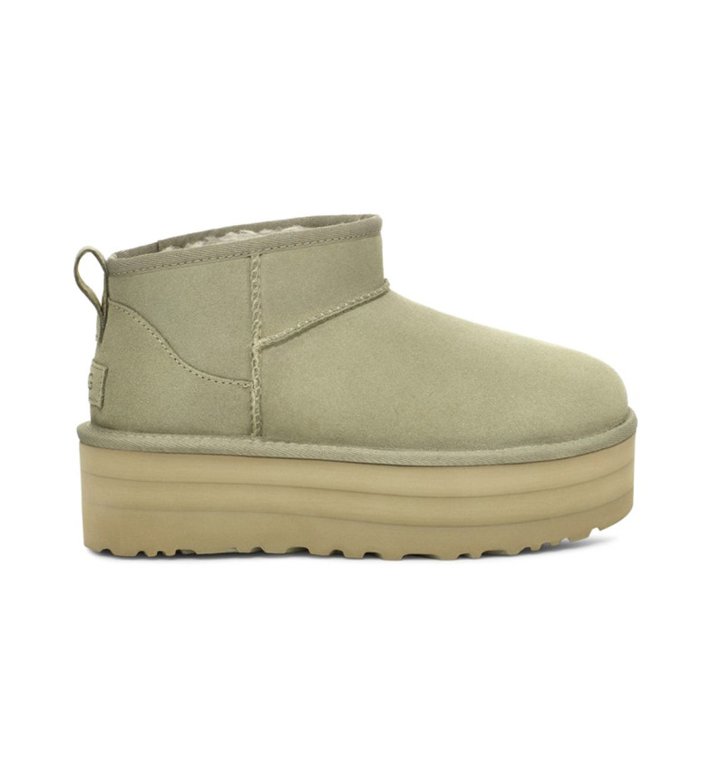 UGG Botines de piel W Classic Ultra Mini verde Altura plataforma