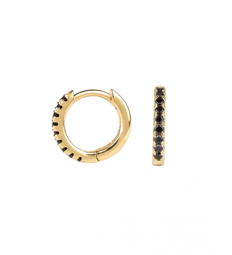 VIDAL & VIDAL Trendy hoop earrings black zirconia 18k gold 18Ktes