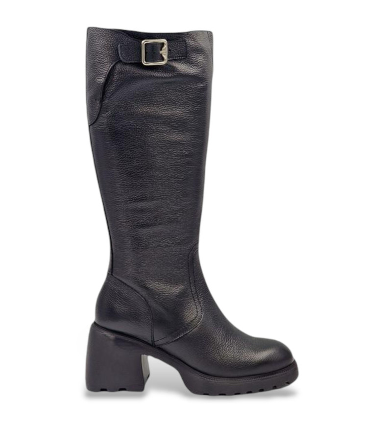 Botas Wonders en piel con caña alta y hebillas – Zapaterías