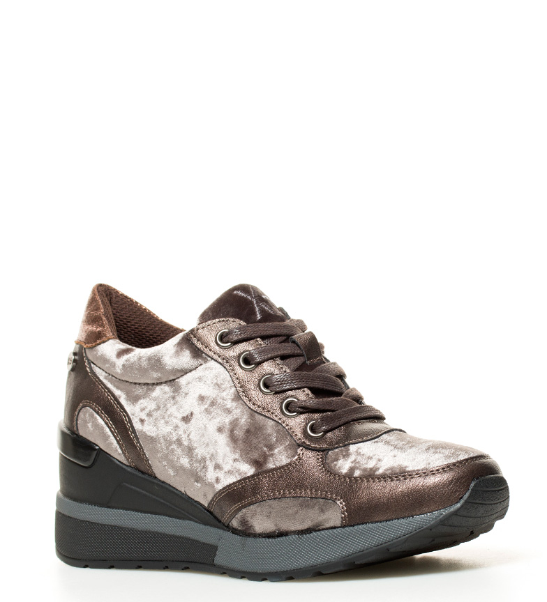 5 Xti 6cm Femme Coin Cm Sira À 8 Tissu Chaussures Velours Bronze hauteur zqwZOF6zx